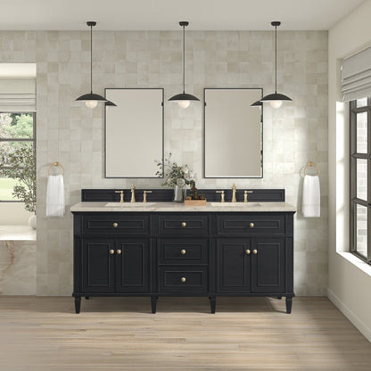 James Martin - Lorelai 72" Double Vanity, Black Onyx, w/ 3 CM Tajnar Eclos Top w/FreePower Wireless Charger - 424-V72-BKO-FTJR view 3