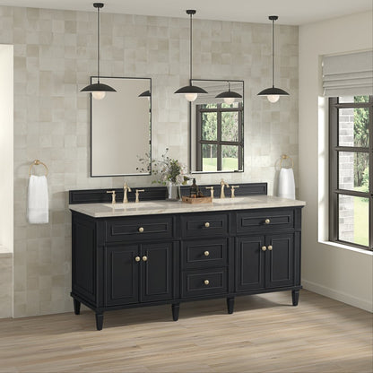 James Martin - Lorelai 72" Double Vanity, Black Onyx, w/ 3 CM Tajnar Eclos Top w/FreePower Wireless Charger - 424-V72-BKO-FTJR view 4
