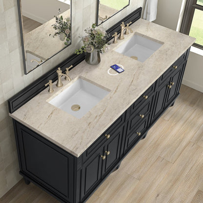 James Martin - Lorelai 72" Double Vanity, Black Onyx, w/ 3 CM Tajnar Eclos Top w/FreePower Wireless Charger - 424-V72-BKO-FTJR view 7