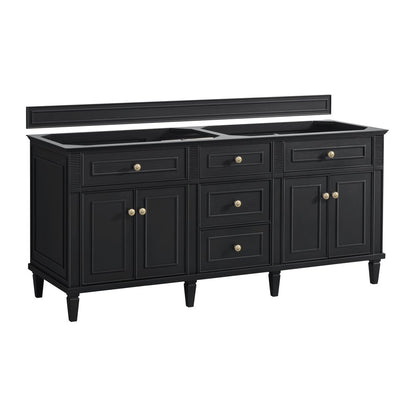 James Martin - Lorelai 72" Double Vanity, Black Onyx w/ 3 CM Victorian Silver Silestone Top - 424-V72-BKO-3VSL view 2