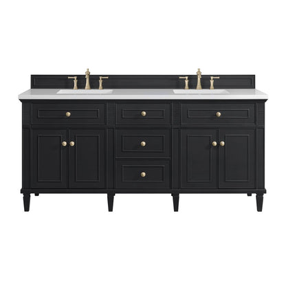 James Martin - Lorelai 72" Double Vanity, Black Onyx w/ 3 CM White Zeus Silestone Top - 424-V72-BKO-3WZ view 1