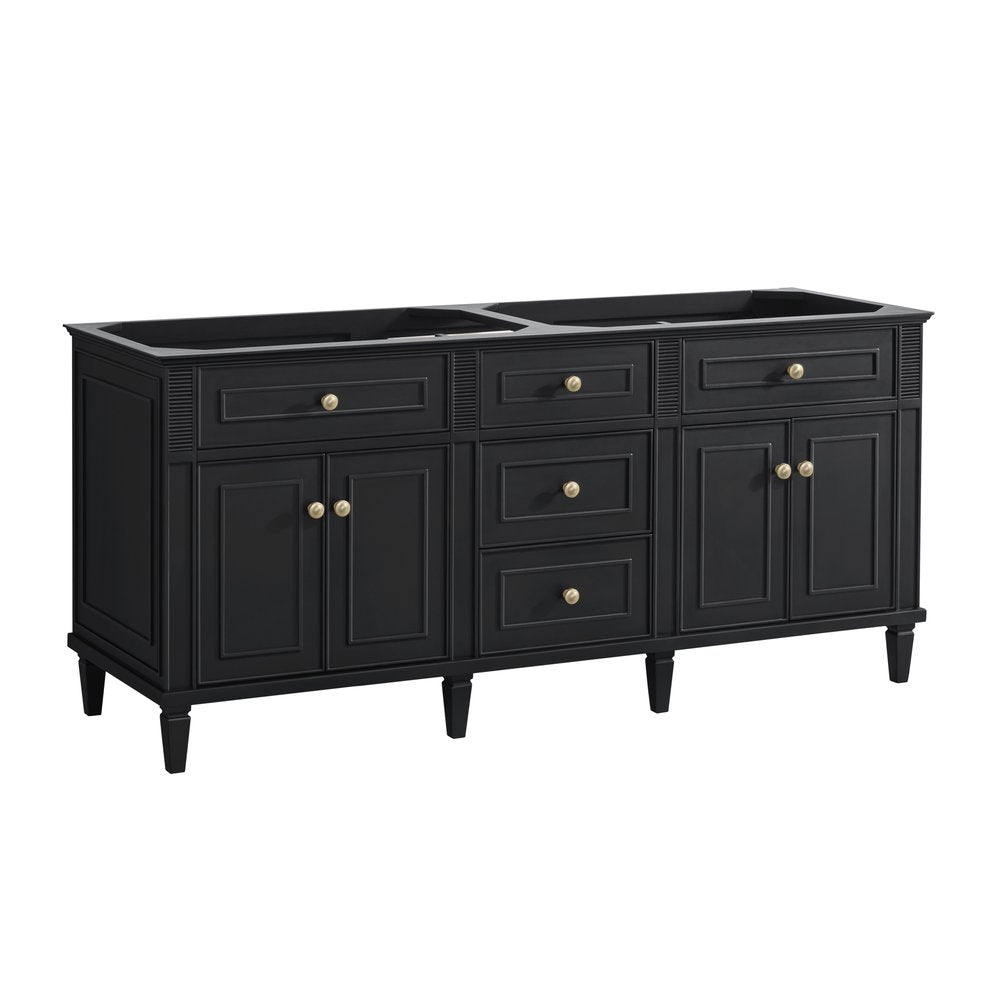 James Martin - Lorelai 72" Double Vanity, Black Onyx w/ 3 CM White Zeus Silestone Top - 424-V72-BKO-3WZ view 2