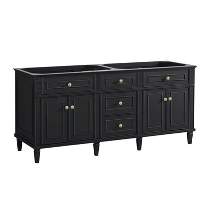 James Martin - Lorelai 72" Double Vanity, Black Onyx w/ 3 CM White Zeus Silestone Top - 424-V72-BKO-3WZ view 2