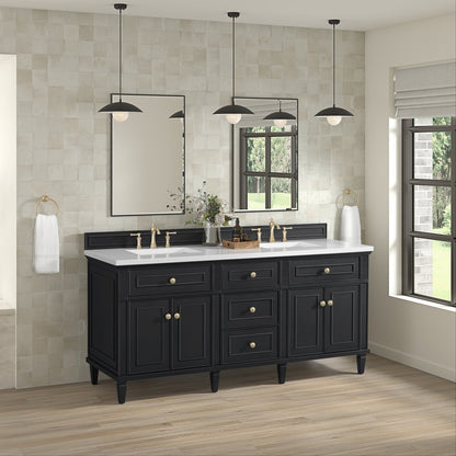James Martin - Lorelai 72" Double Vanity, Black Onyx w/ 3 CM White Zeus Silestone Top - 424-V72-BKO-3WZ view 4