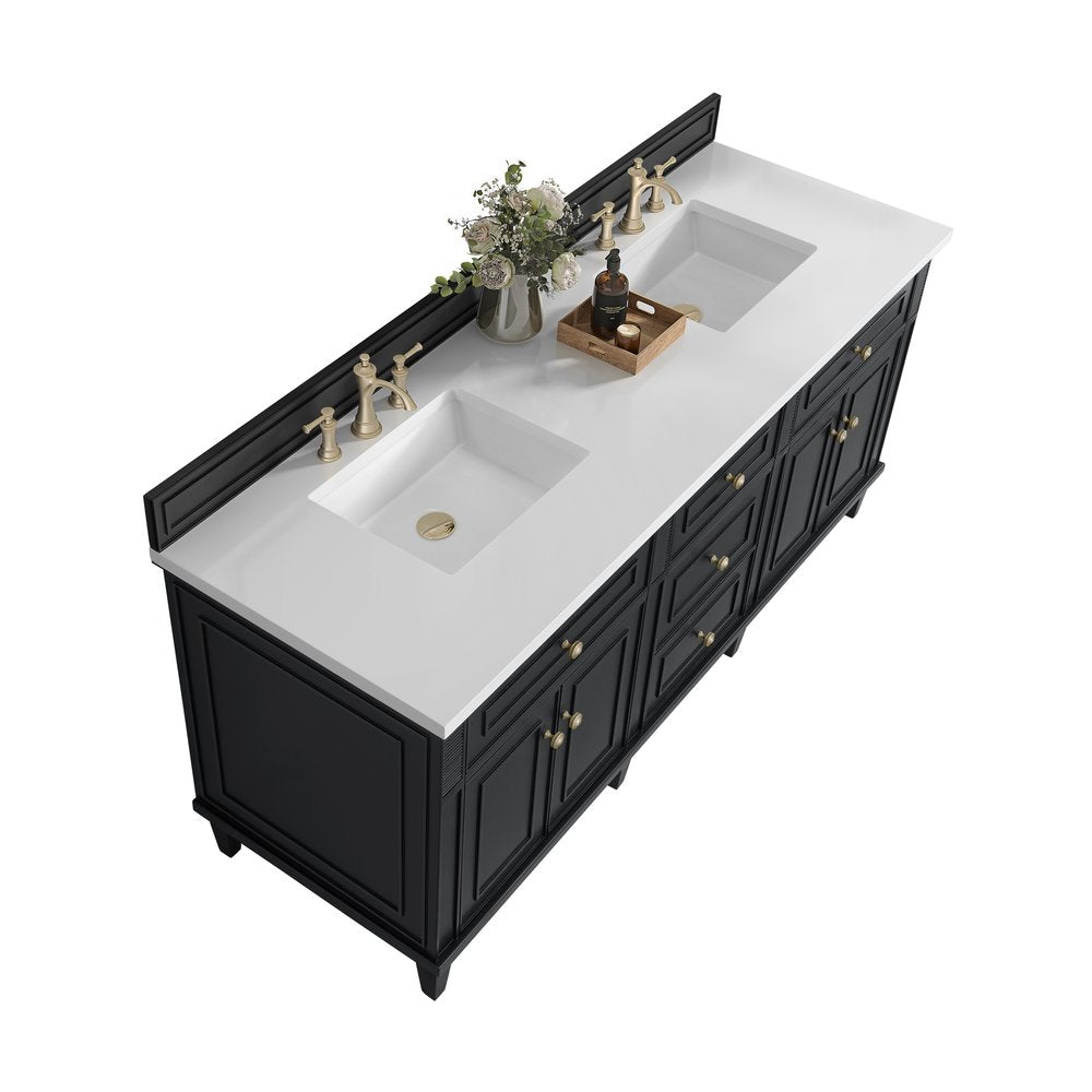 James Martin - Lorelai 72" Double Vanity, Black Onyx w/ 3 CM White Zeus Silestone Top - 424-V72-BKO-3WZ view 8