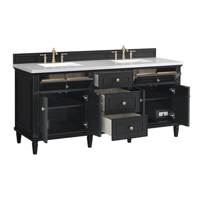 James Martin - Lorelai 72" Double Vanity, Black Onyx w/ 3 CM White Zeus Silestone Top - 424-V72-BKO-3WZ view 9