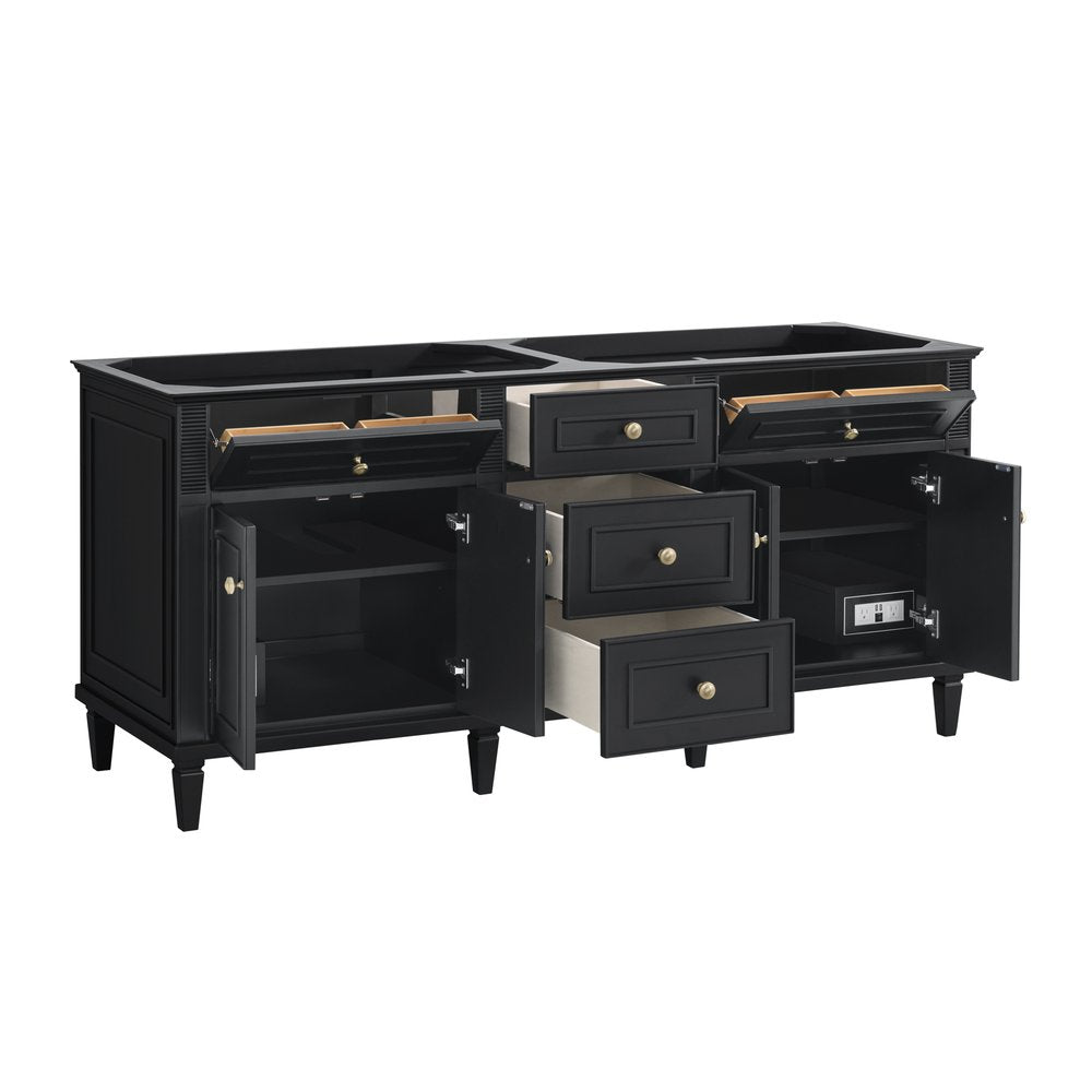James Martin - Lorelai 72" Double Vanity, Black Onyx w/ 3 CM White Zeus Silestone Top - 424-V72-BKO-3WZ view 10