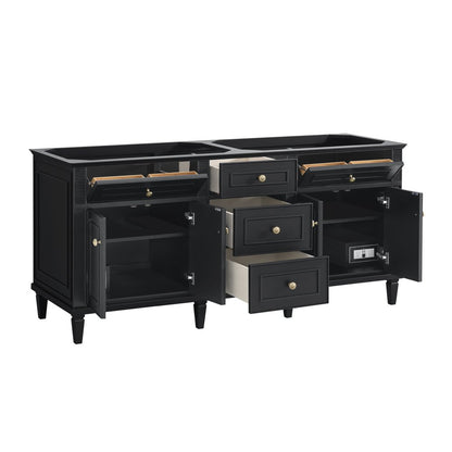 James Martin - Lorelai 72" Double Vanity, Black Onyx w/ 3 CM White Zeus Silestone Top - 424-V72-BKO-3WZ view 10