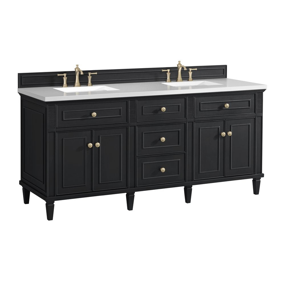 James Martin - Lorelai 72" Double Vanity, Black Onyx w/ 3 CM White Zeus Silestone Top - 424-V72-BKO-3WZ view 12