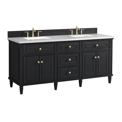 James Martin - Lorelai 72" Double Vanity, Black Onyx w/ 3 CM White Zeus Silestone Top - 424-V72-BKO-3WZ view 12