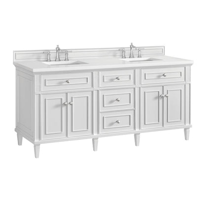 James Martin - Lorelai 72" Double Vanity, Bright White - 424-V72-M-BW view 5