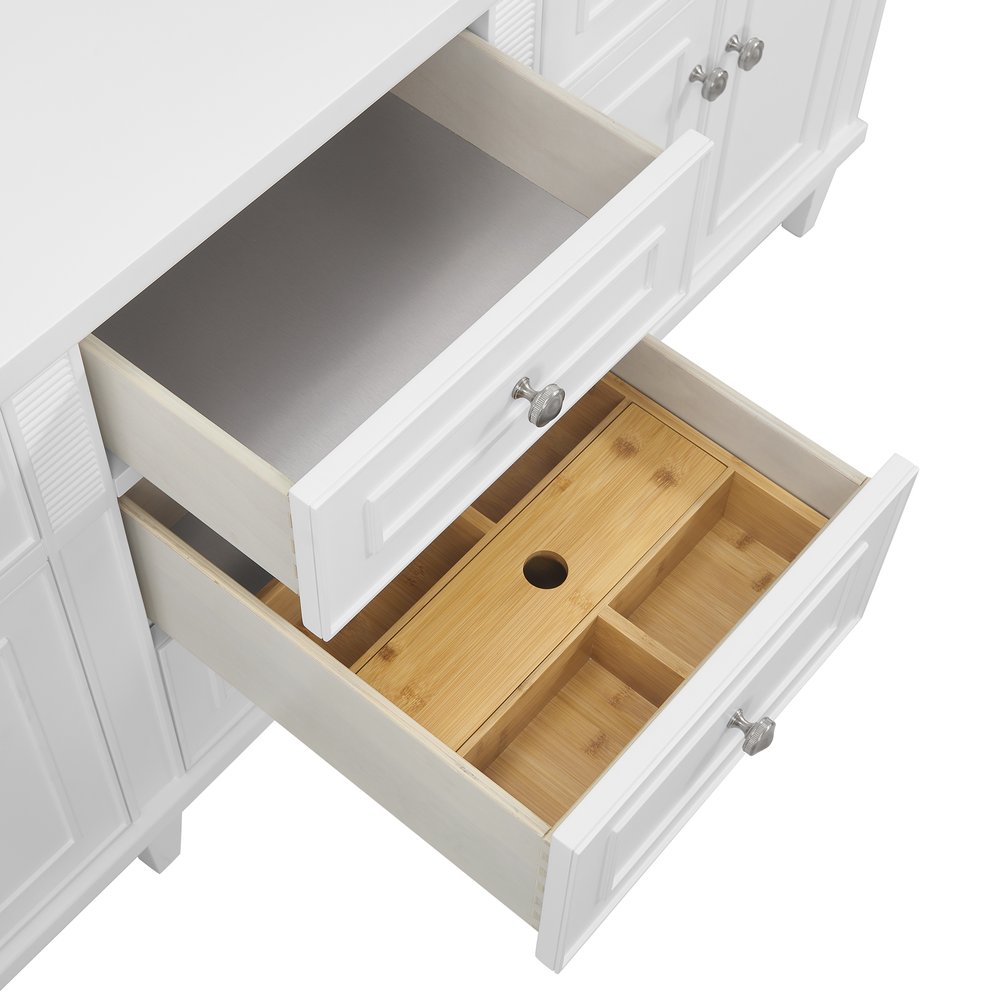 James Martin - Lorelai 72" Double Vanity, Bright White w/ 3 CM Carrara White Marble Top - 424-V72-BW-3CAR view 13