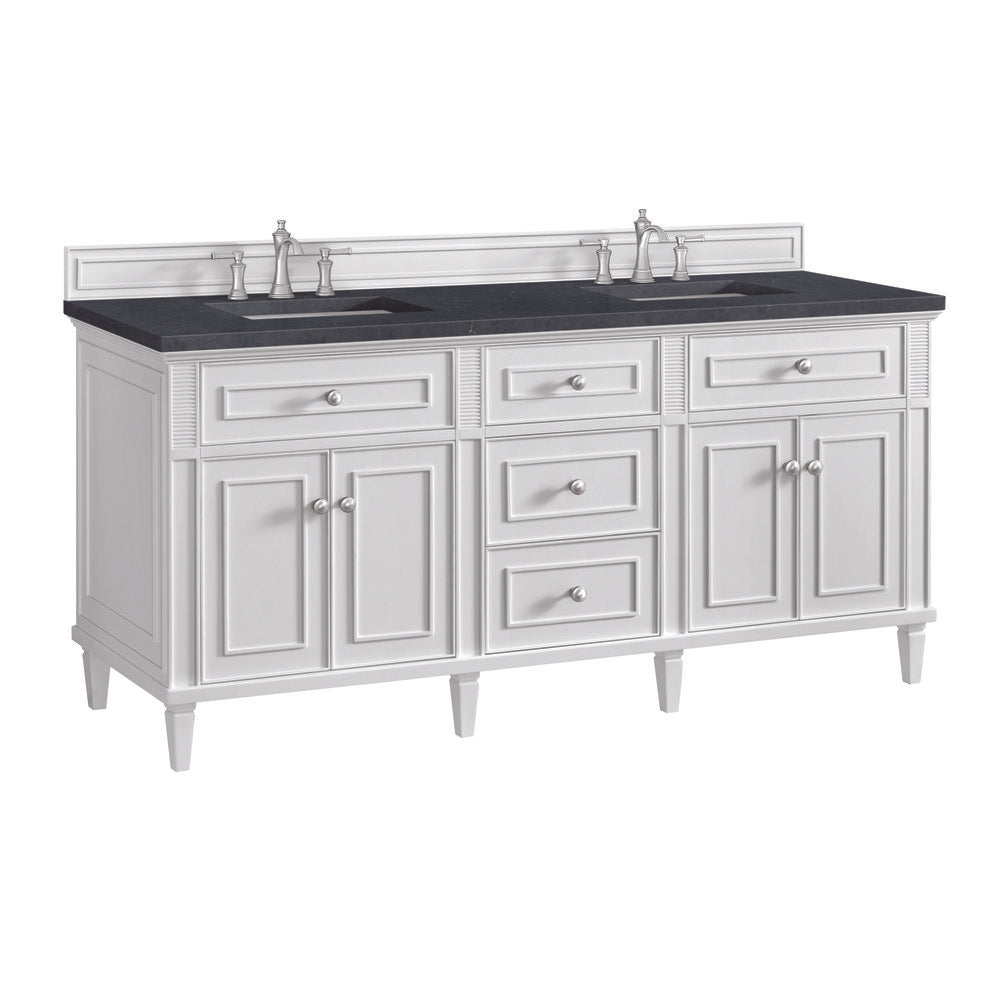 James Martin - Lorelai 72" Double Vanity, Bright White w/ 3 CM Charcoal Soapstone Silestone Top - 424-V72-BW-3CSP view 10