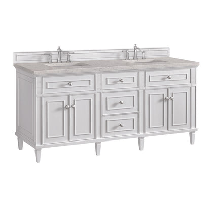 James Martin - Lorelai 72" Double Vanity, Bright White w/ 3 CM Eternal Jasmine Pearl Silestone Top - 424-V72-BW-3EJP view 10