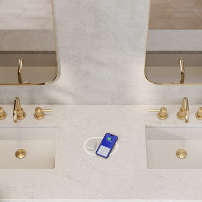 James Martin - Lorelai 72" Double Vanity, Bright White w/ 3 CM Eternal Jasmine Pearl Silestone Top w/FreePower Wireless Charger - 424-V72-BW-FEJP view 2