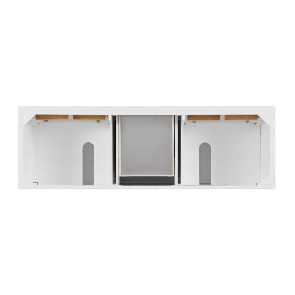 James Martin - Lorelai 72" Double Vanity, Bright White w/ 3 CM Eternal Jasmine Pearl Silestone Top w/FreePower Wireless Charger - 424-V72-BW-FEJP view 7