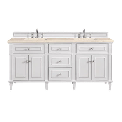 James Martin - Lorelai 72" Double Vanity, Bright White w/ 3 CM Eternal Marfil Silestone Top - 424-V72-BW-3EMR view 1