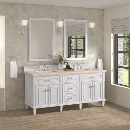 James Martin - Lorelai 72" Double Vanity, Bright White w/ 3 CM Eternal Marfil Silestone Top - 424-V72-BW-3EMR view 4