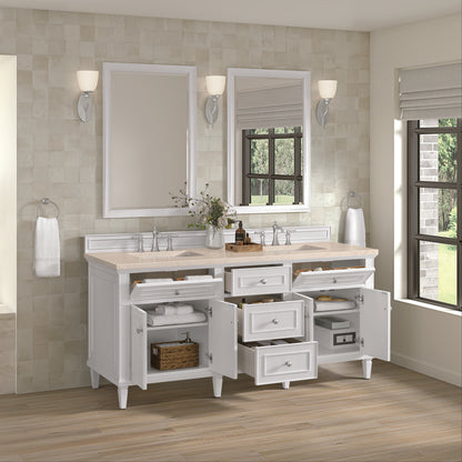 James Martin - Lorelai 72" Double Vanity, Bright White w/ 3 CM Eternal Marfil Silestone Top - 424-V72-BW-3EMR view 5