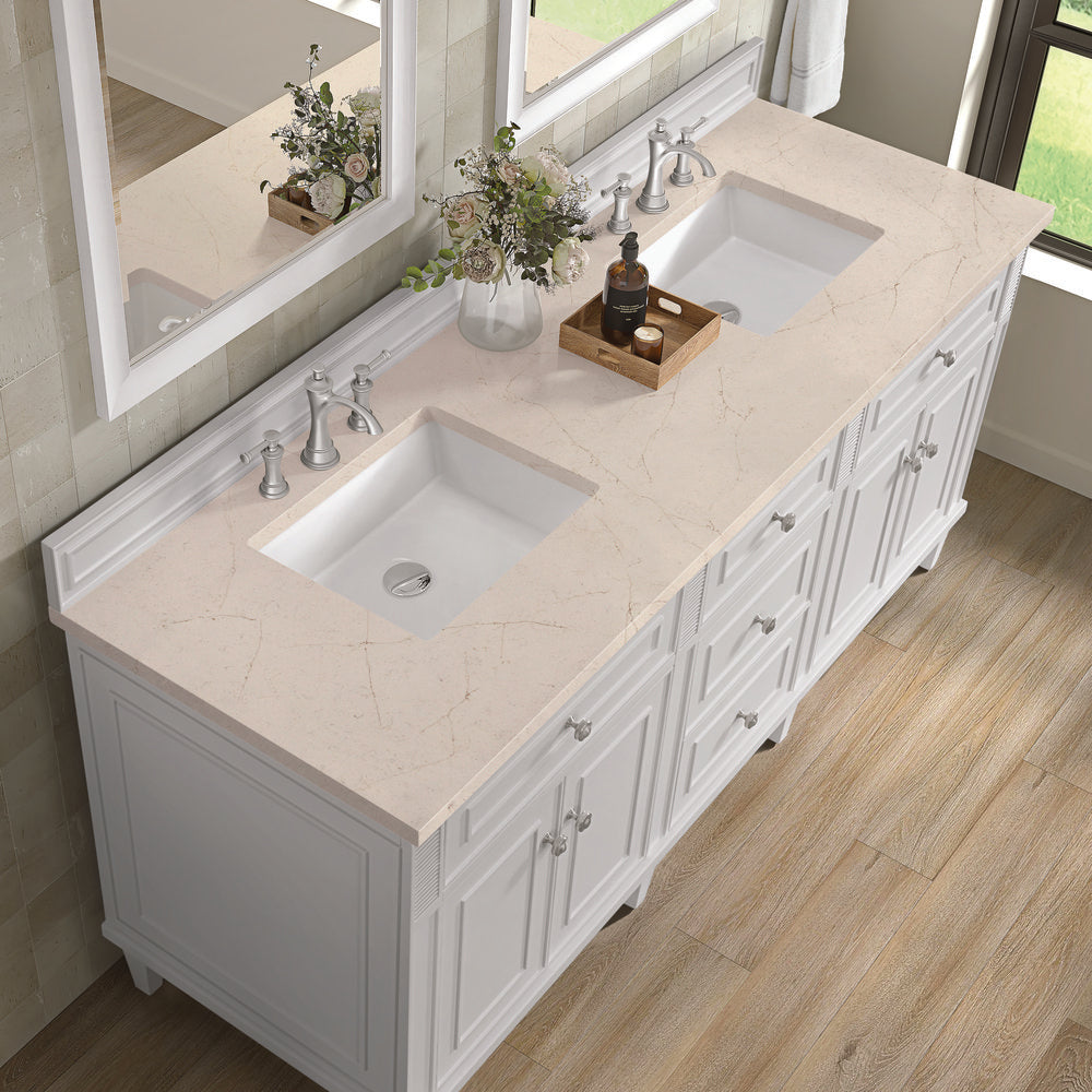 James Martin - Lorelai 72" Double Vanity, Bright White w/ 3 CM Eternal Marfil Silestone Top - 424-V72-BW-3EMR view 7