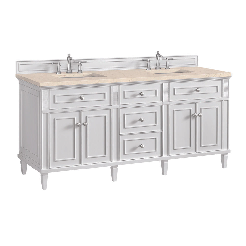 James Martin - Lorelai 72" Double Vanity, Bright White w/ 3 CM Eternal Marfil Silestone Top - 424-V72-BW-3EMR view 10