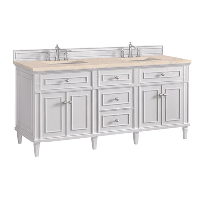 James Martin - Lorelai 72" Double Vanity, Bright White w/ 3 CM Eternal Marfil Silestone Top - 424-V72-BW-3EMR view 10