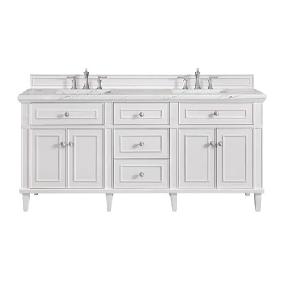 James Martin - Lorelai 72" Double Vanity, Bright White w/ 3 CM Ethereal Noctis Silestone Top - 424-V72-BW-3ENC view 1