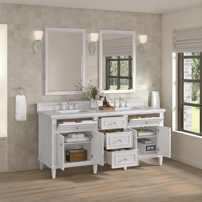 James Martin - Lorelai 72" Double Vanity, Bright White w/ 3 CM Ethereal Noctis Silestone Top - 424-V72-BW-3ENC view 5