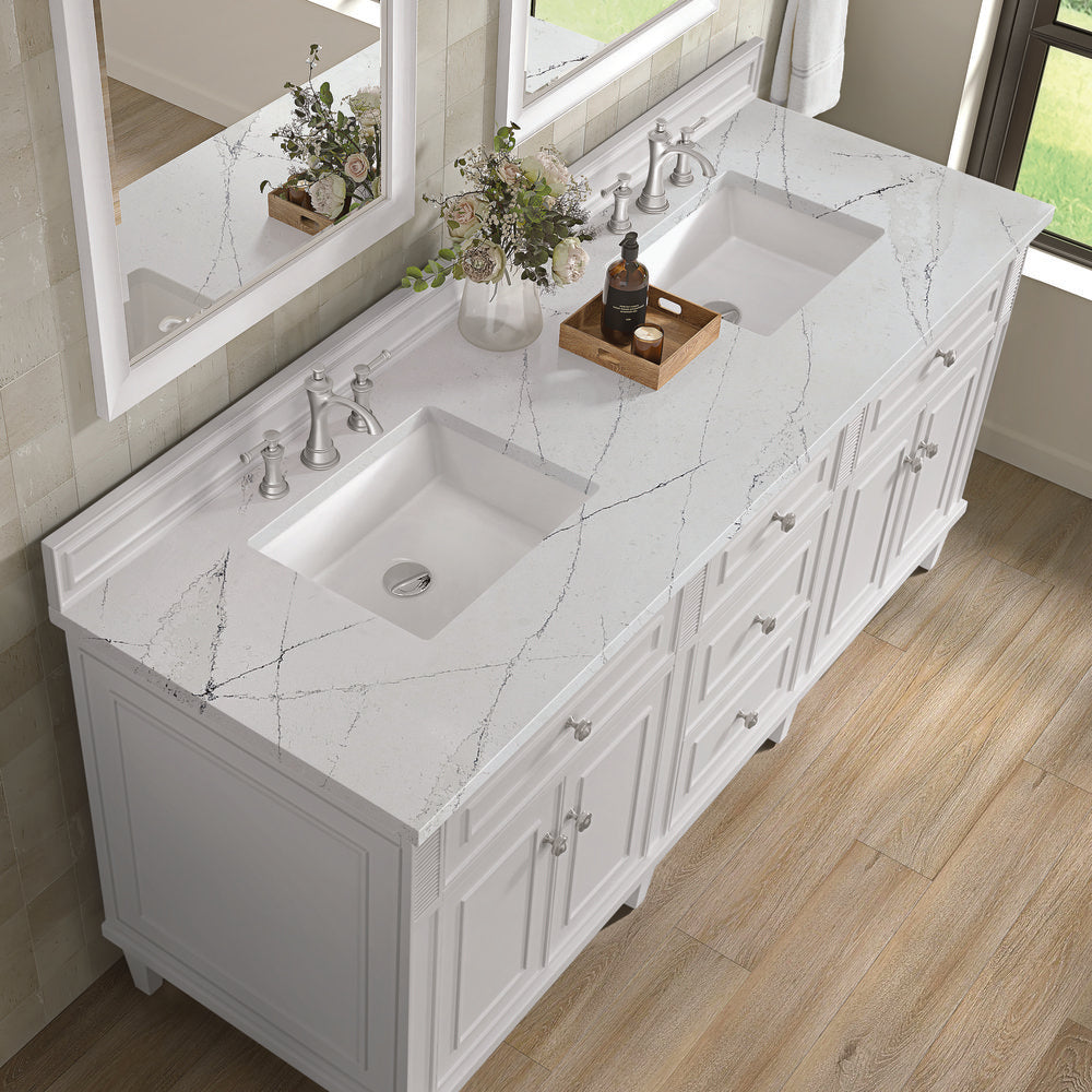 James Martin - Lorelai 72" Double Vanity, Bright White w/ 3 CM Ethereal Noctis Silestone Top - 424-V72-BW-3ENC view 7