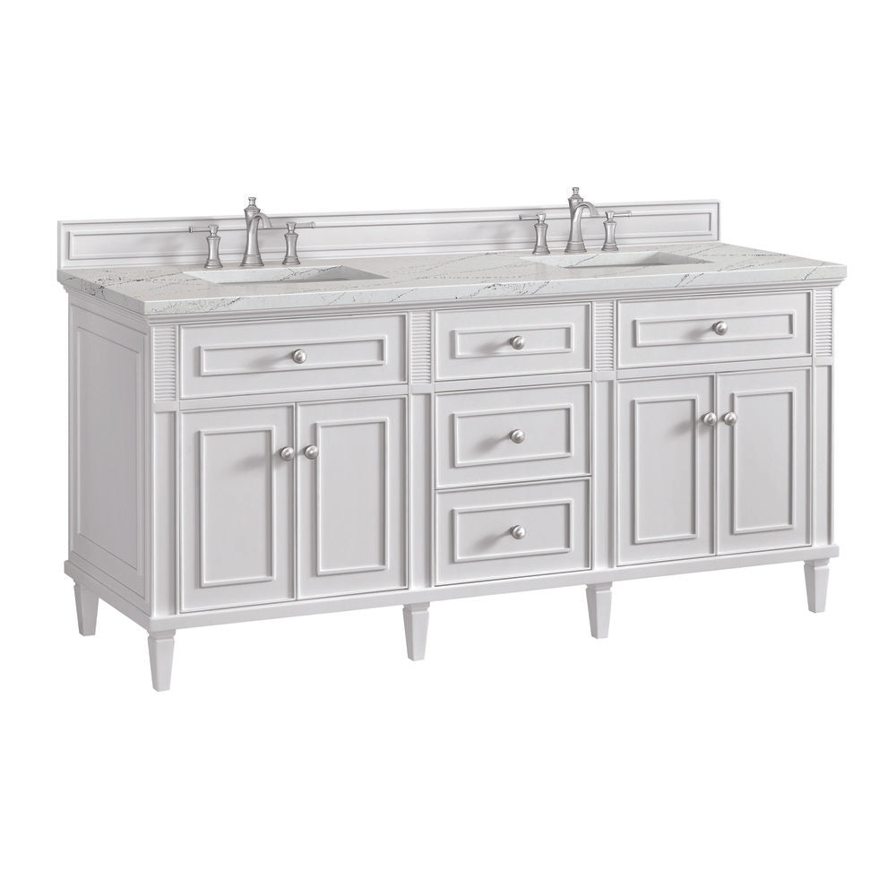 James Martin - Lorelai 72" Double Vanity, Bright White w/ 3 CM Ethereal Noctis Silestone Top w/FreePower Wireless Charger - 424-V72-BW-FENC view 11