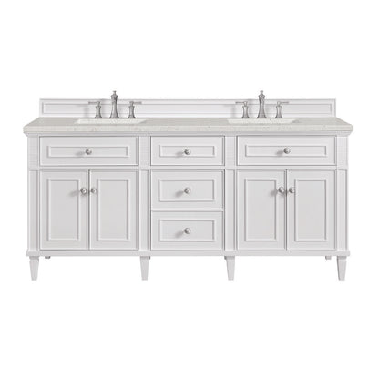 James Martin - Lorelai 72" Double Vanity, Bright White w/ 3 CM Lime Delight Silestone Top - 424-V72-BW-3LDL view 1