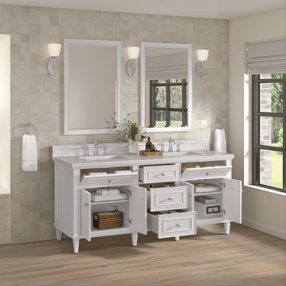 James Martin - Lorelai 72" Double Vanity, Bright White w/ 3 CM Lime Delight Silestone Top - 424-V72-BW-3LDL view 5