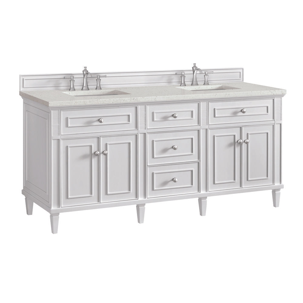 James Martin - Lorelai 72" Double Vanity, Bright White w/ 3 CM Lime Delight Silestone Top - 424-V72-BW-3LDL view 10