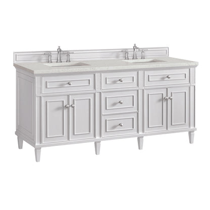James Martin - Lorelai 72" Double Vanity, Bright White w/ 3 CM Lime Delight Silestone Top - 424-V72-BW-3LDL view 10