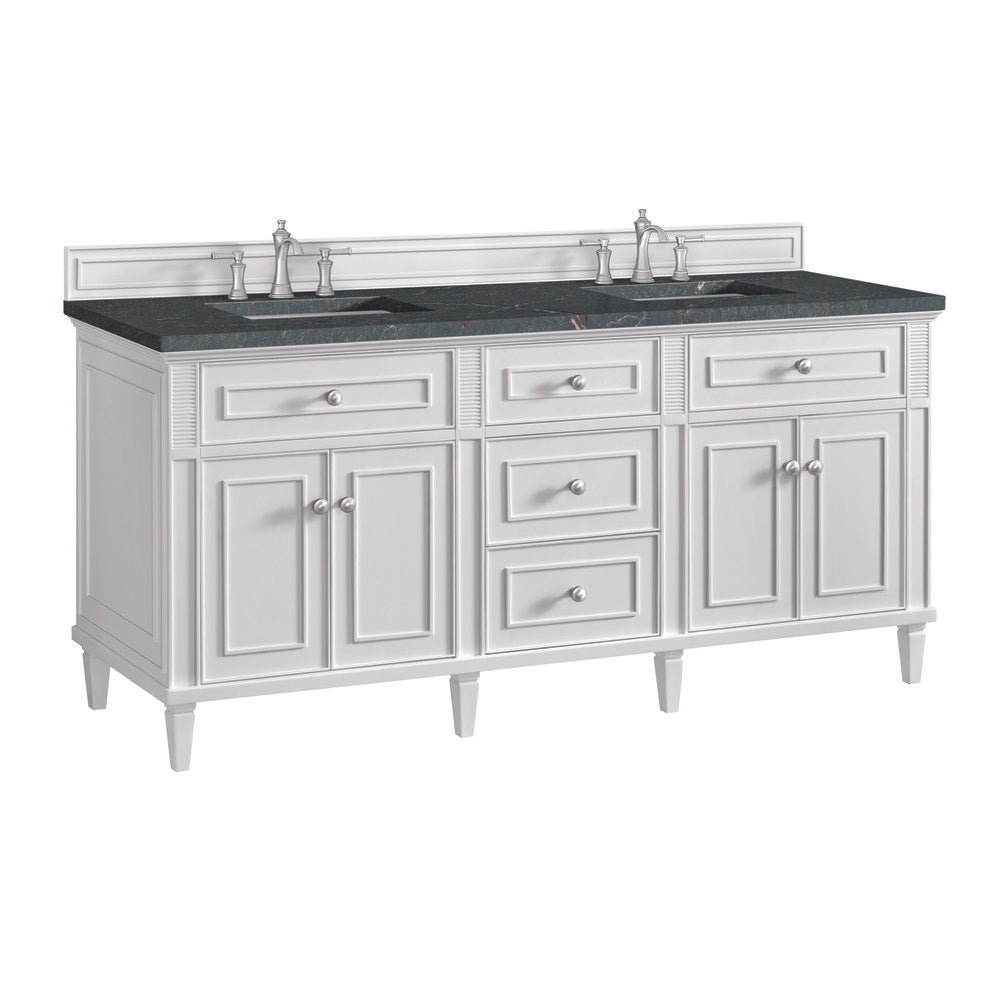 James Martin - Lorelai 72" Double Vanity, Bright White w/ 3 CM Parisien Bleu Silestone Top w/FreePower Wireless Charger - 424-V72-BW-FPBL view 11