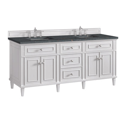 James Martin - Lorelai 72" Double Vanity, Bright White w/ 3 CM Parisien Bleu Silestone Top w/FreePower Wireless Charger - 424-V72-BW-FPBL view 11