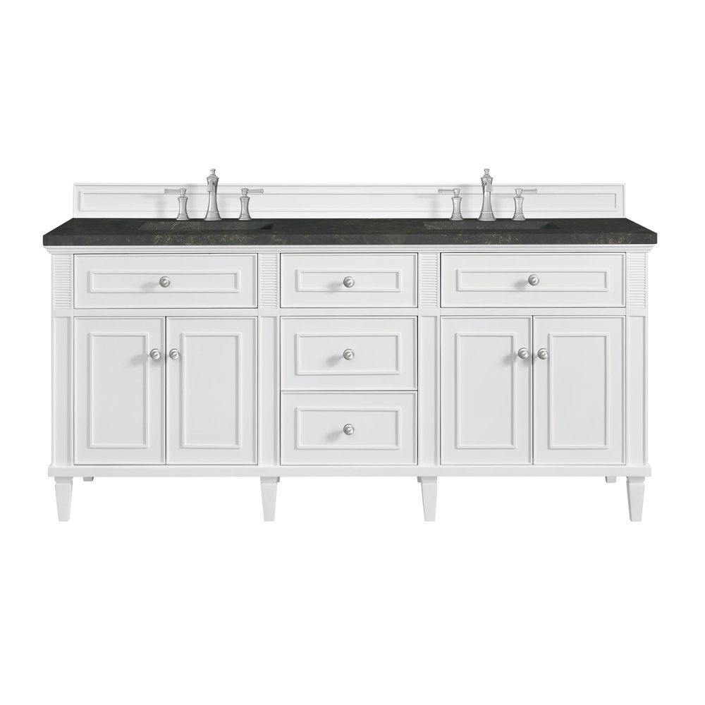 James Martin - Lorelai 72" Double Vanity, Bright White, w/ 3 CM Phantome Eclos Top - 424-V72-BW-3PHT view 1