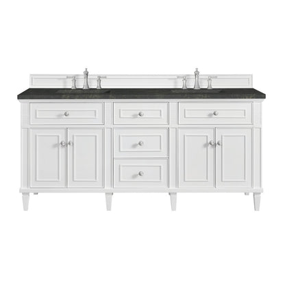 James Martin - Lorelai 72" Double Vanity, Bright White, w/ 3 CM Phantome Eclos Top - 424-V72-BW-3PHT view 1