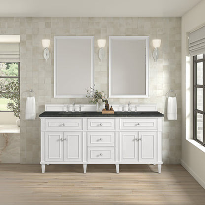 James Martin - Lorelai 72" Double Vanity, Bright White, w/ 3 CM Phantome Eclos Top - 424-V72-BW-3PHT view 3