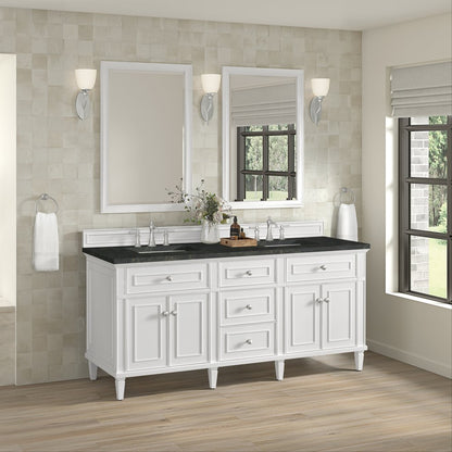 James Martin - Lorelai 72" Double Vanity, Bright White, w/ 3 CM Phantome Eclos Top - 424-V72-BW-3PHT view 4