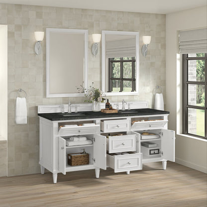 James Martin - Lorelai 72" Double Vanity, Bright White, w/ 3 CM Phantome Eclos Top - 424-V72-BW-3PHT view 5