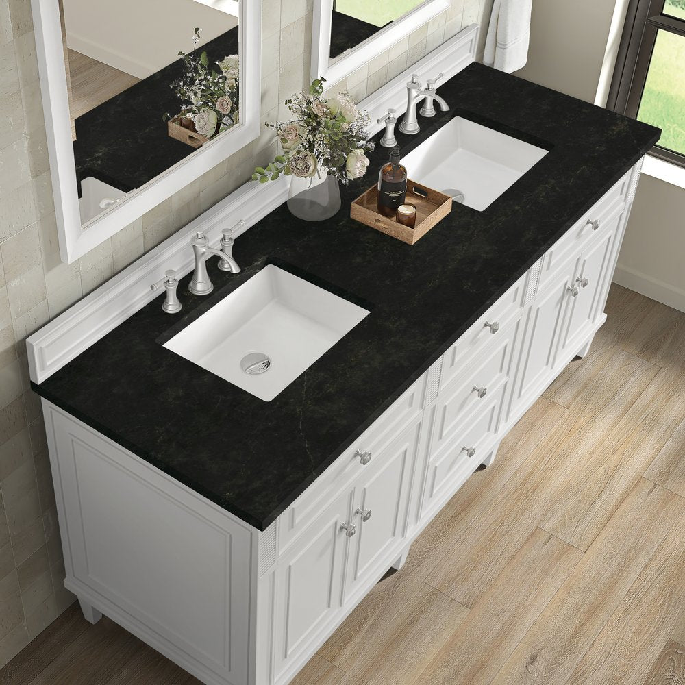James Martin - Lorelai 72" Double Vanity, Bright White, w/ 3 CM Phantome Eclos Top - 424-V72-BW-3PHT view 7