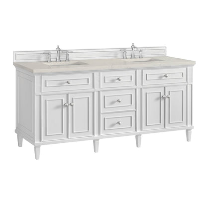 James Martin - Lorelai 72" Double Vanity, Bright White, w/ 3 CM Siberian Silestone Top - 424-V72-BW-3SFR view 10