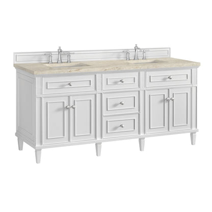 James Martin - Lorelai 72" Double Vanity, Bright White, w/ 3 CM Tajnar Eclos Top - 424-V72-BW-3TJR view 10