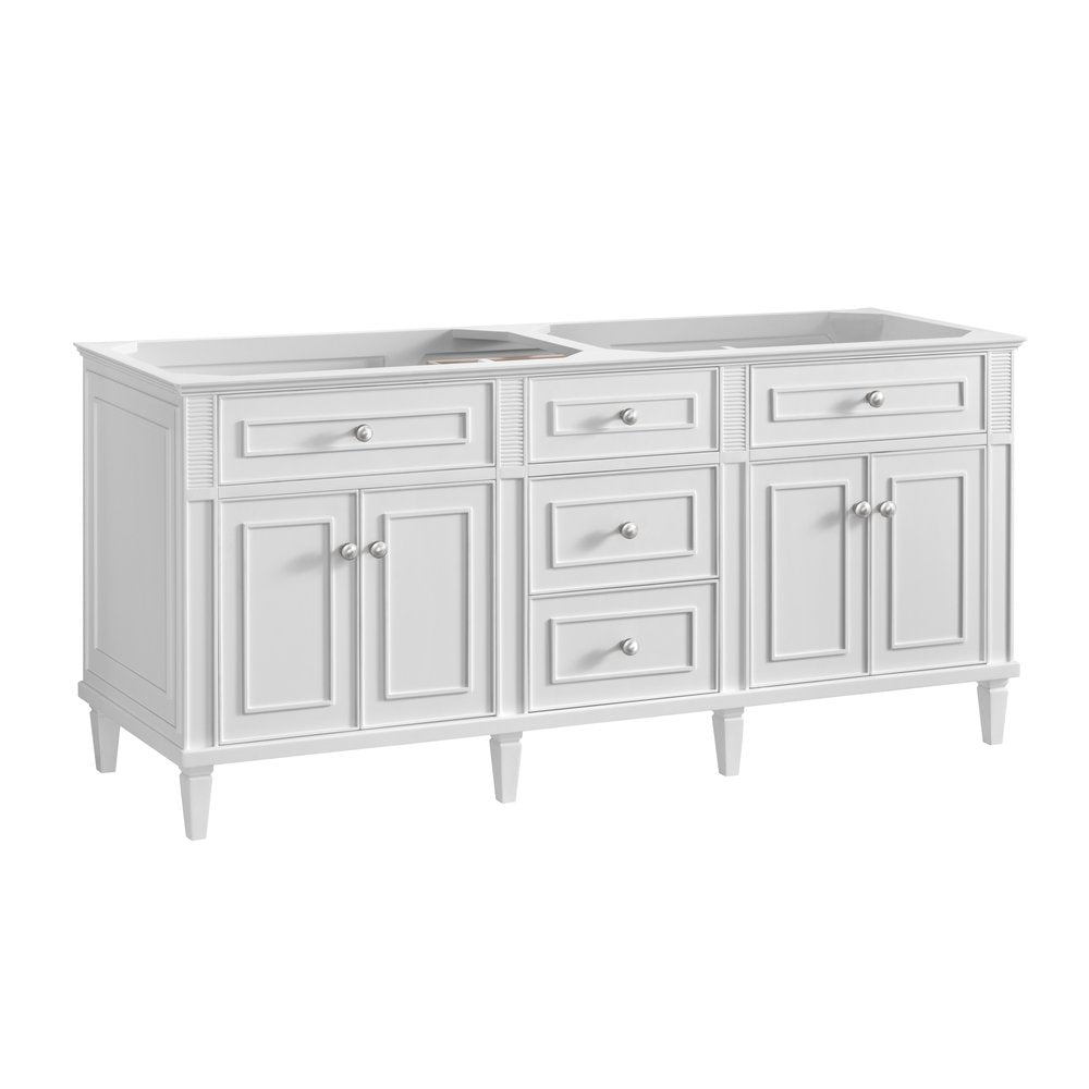 James Martin - Lorelai 72" Double Vanity, Bright White w/ 3 CM White Zeus Silestone Top - 424-V72-BW-3WZ view 2