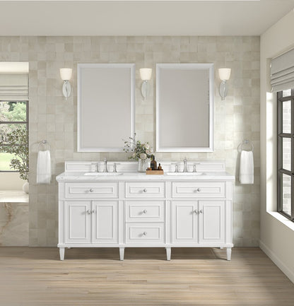 James Martin - Lorelai 72" Double Vanity, Bright White w/ 3 CM White Zeus Silestone Top - 424-V72-BW-3WZ view 4