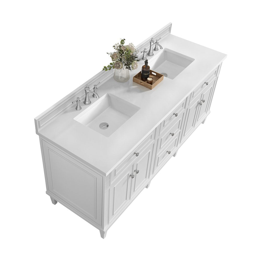 James Martin - Lorelai 72" Double Vanity, Bright White w/ 3 CM White Zeus Silestone Top - 424-V72-BW-3WZ view 9