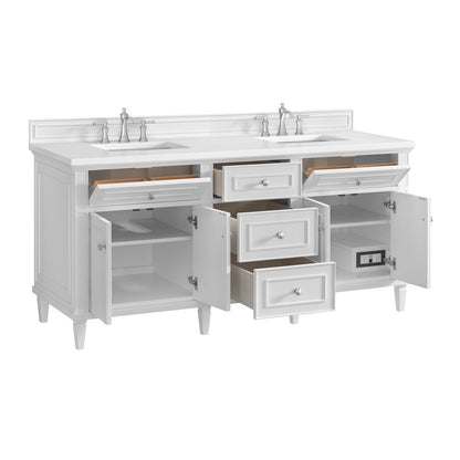James Martin - Lorelai 72" Double Vanity, Bright White w/ 3 CM White Zeus Silestone Top - 424-V72-BW-3WZ view 10