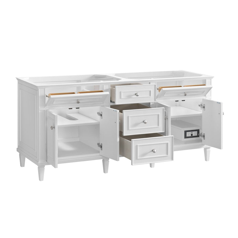 James Martin - Lorelai 72" Double Vanity, Bright White w/ 3 CM White Zeus Silestone Top - 424-V72-BW-3WZ view 11