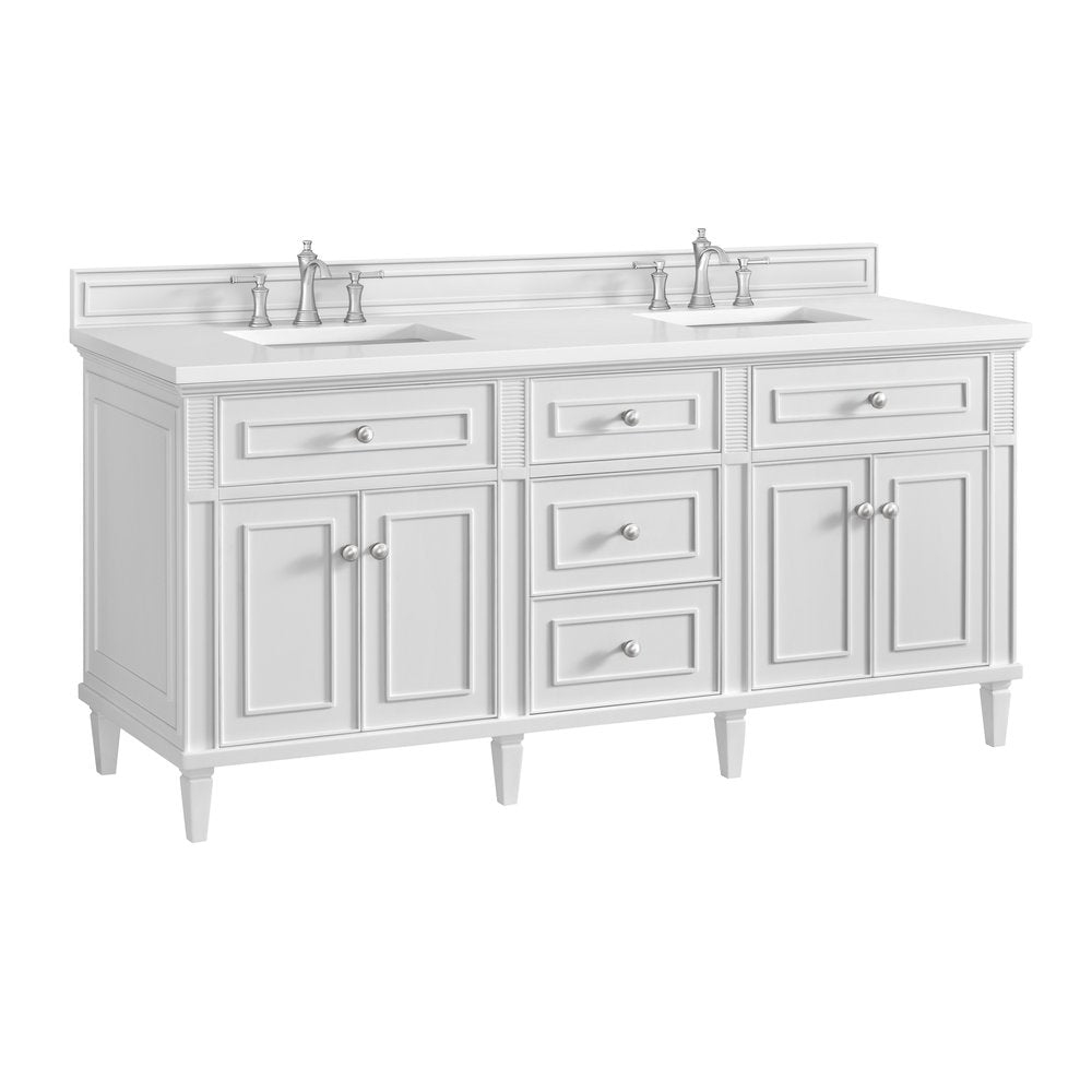 James Martin - Lorelai 72" Double Vanity, Bright White w/ 3 CM White Zeus Silestone Top - 424-V72-BW-3WZ view 13
